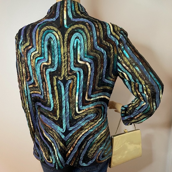 Glamorous vintage boho turquoise metallic jacket! - Picture 9 of 12